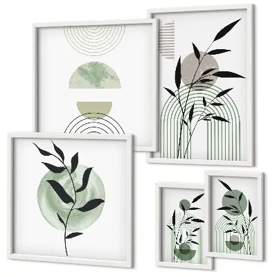 Bildergalerie-Set für die Wand mit stilvollen Pflanzengrafiken