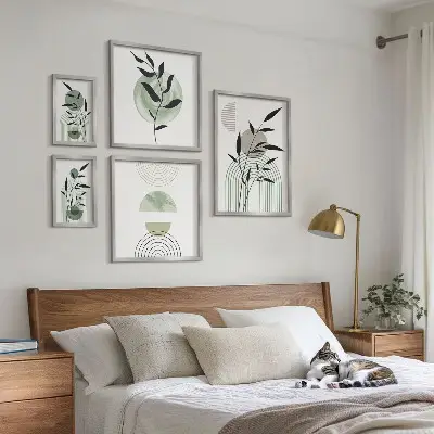 Bildergalerie-Set für die Wand mit stilvollen Pflanzengrafiken