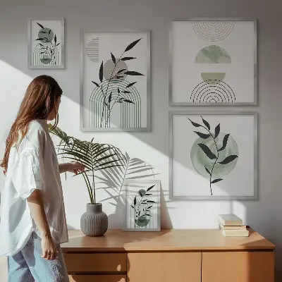 Bildergalerie-Set für die Wand mit stilvollen Pflanzengrafiken