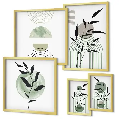 Bildergalerie-Set für die Wand mit stilvollen Pflanzengrafiken