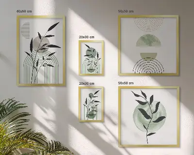 Bildergalerie-Set für die Wand mit stilvollen Pflanzengrafiken