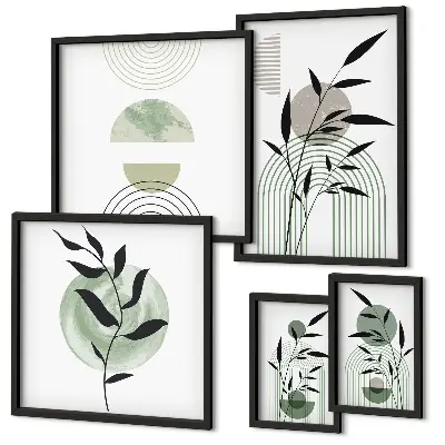 Bildergalerie-Set für die Wand mit stilvollen Pflanzengrafiken