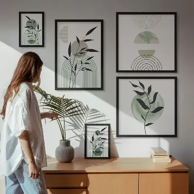 Bildergalerie-Set für die Wand mit stilvollen Pflanzengrafiken