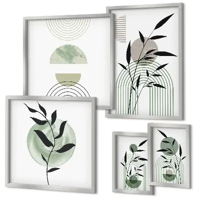 Bildergalerie-Set für die Wand mit stilvollen Pflanzengrafiken