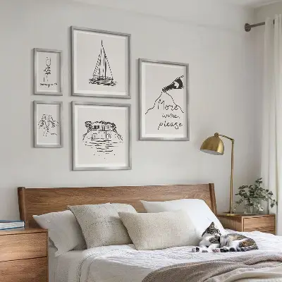 Modernes Wandbild-Set stilvolle Weingrafiken zur Entspannung