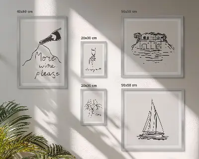 Modernes Wandbild-Set stilvolle Weingrafiken zur Entspannung