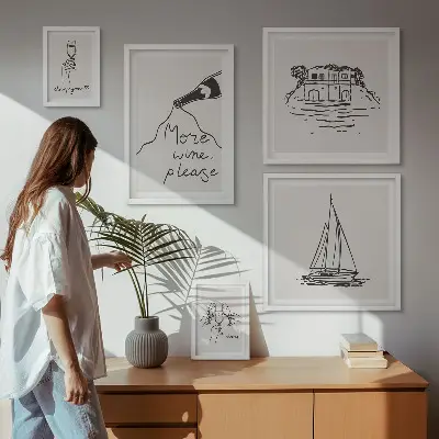 Modernes Wandbild-Set stilvolle Weingrafiken zur Entspannung