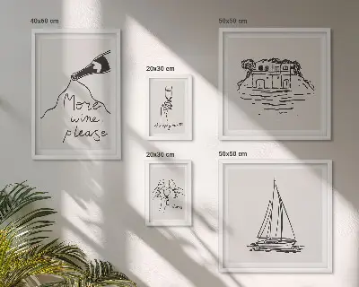 Modernes Wandbild-Set stilvolle Weingrafiken zur Entspannung