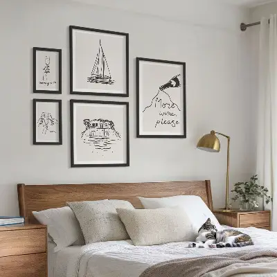 Modernes Wandbild-Set stilvolle Weingrafiken zur Entspannung