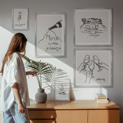 Bildergalerie-set für die wand Stilvolle Illustrationen zum Weintoast