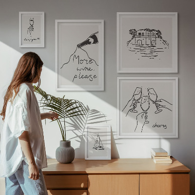 Bildergalerie-set für die wand Stilvolle Illustrationen zum Weintoast