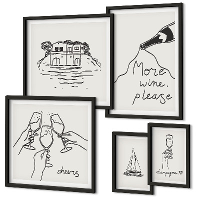 Bildergalerie-set für die wand Stilvolle Illustrationen zum Weintoast