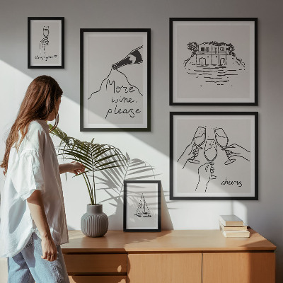 Bildergalerie-set für die wand Stilvolle Illustrationen zum Weintoast