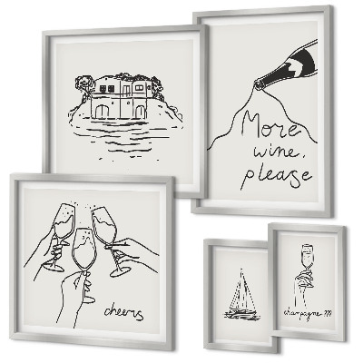 Bildergalerie-set für die wand Stilvolle Illustrationen zum Weintoast
