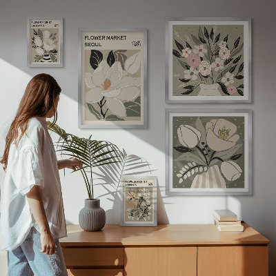 Bilderset fürs sofa Blumenmuster aus London und Seoul