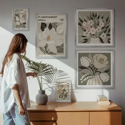 Bilderset fürs Sofa mit Blumenmuster aus London und Seoul