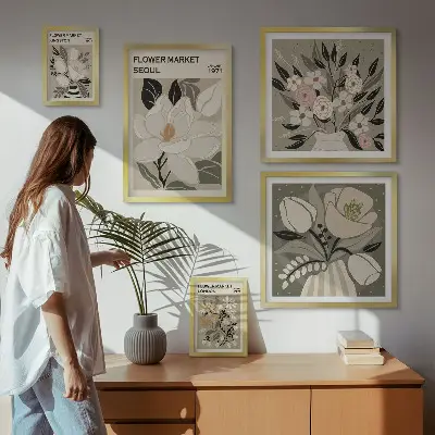 Bilderset fürs Sofa mit Blumenmuster aus London und Seoul