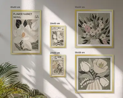 Bilderset fürs Sofa mit Blumenmuster aus London und Seoul