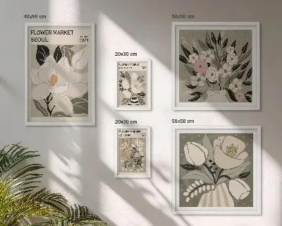 Bilderset fürs Sofa mit Blumenmuster aus London und Seoul