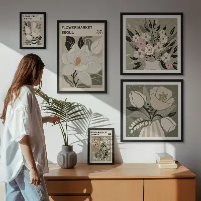 Bilderset fürs Sofa mit Blumenmuster aus London und Seoul