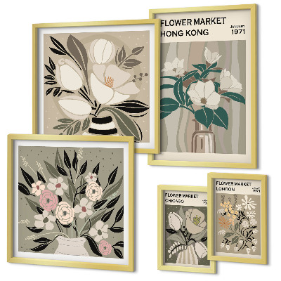 Modernes wandbilder-set Retro-Vintage-Blumenmarkt