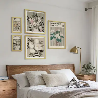 Modernes Wandbilder-Set mit Retro-Vintage Blumenmarkt-Motiv