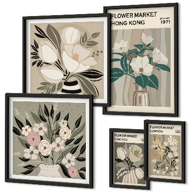 Modernes wandbilder-set Retro-Vintage-Blumenmarkt