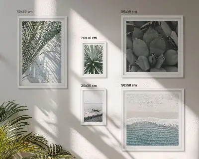 Bilderset Tropische Pflanzen am Meer für das Sofa
