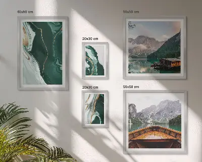 Modernes Wandbilder-Set grüne Landschaften mit Wasser und Bergen