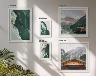 Modernes Wandbilder-Set grüne Landschaften mit Wasser und Bergen