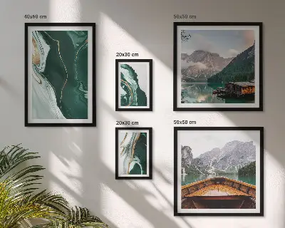 Modernes Wandbilder-Set grüne Landschaften mit Wasser und Bergen