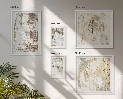 Modernes Wandbilder-Set mit abstrakten neutralen Kompositionen