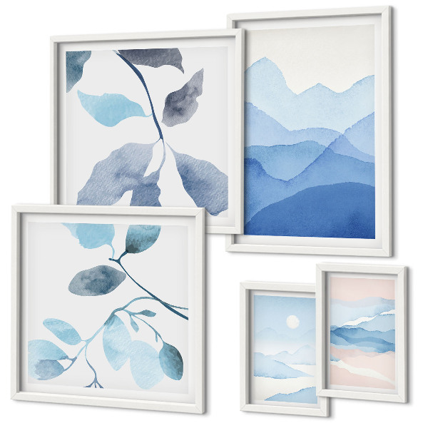 Modernes wandbilder-set Naturblau minimalistisch