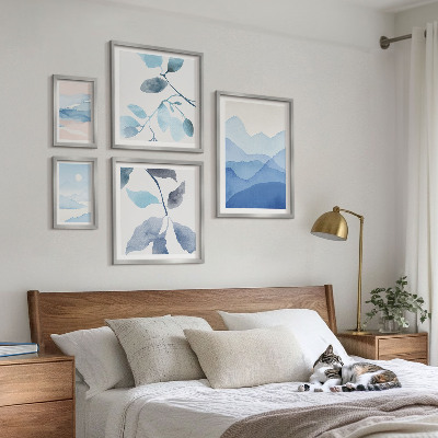 Modernes wandbilder-set Naturblau minimalistisch