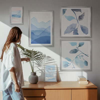 Modernes wandbilder-set Naturblau minimalistisch