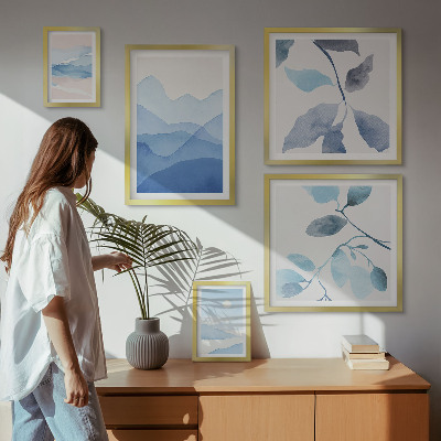 Modernes wandbilder-set Naturblau minimalistisch