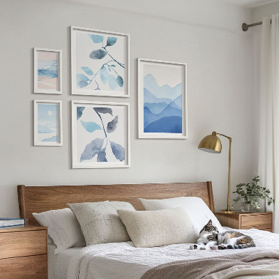 Modernes wandbilder-set Naturblau minimalistisch