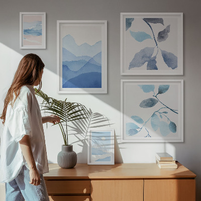 Modernes wandbilder-set Naturblau minimalistisch
