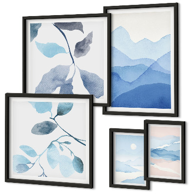 Modernes wandbilder-set Naturblau minimalistisch
