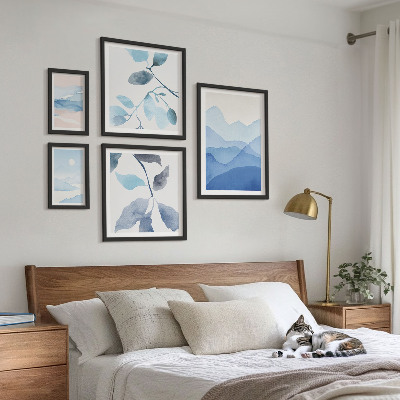 Modernes wandbilder-set Naturblau minimalistisch