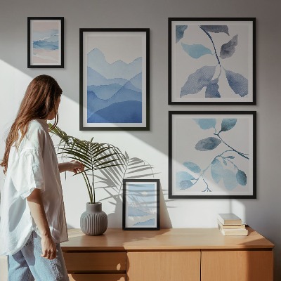 Modernes wandbilder-set Naturblau minimalistisch