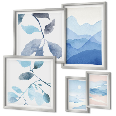Modernes wandbilder-set Naturblau minimalistisch
