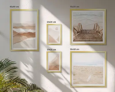 Bilderset für das Sofa mit minimalistischen Strand- und Bergmotiven
