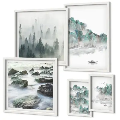Bildergalerie-Set für die Wand mit friedlichen Landschaftsmotiven von Wasser