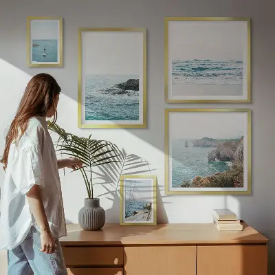 Bilderset fürs Sofa mit Motiven von ruhigen Meerblicken, Stränden und Klippen