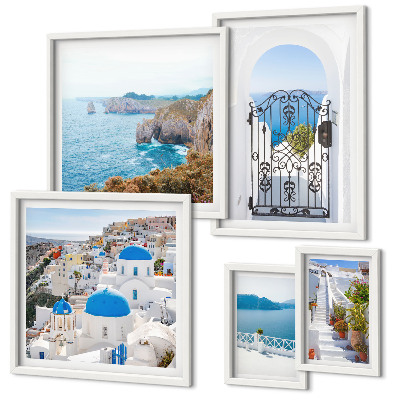 Bildergalerie-set für die wand Häuser am blauen Meer von Santorin