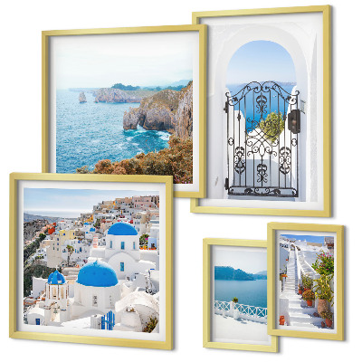 Bildergalerie-set für die wand Häuser am blauen Meer von Santorin