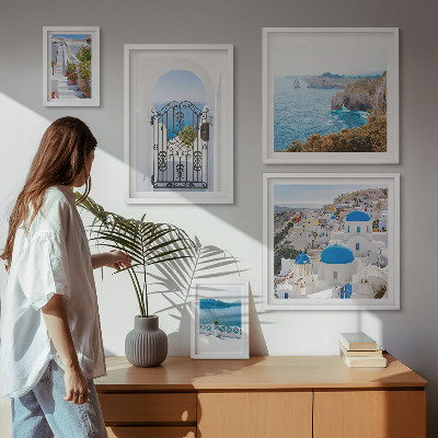 Bildergalerie-set für die wand Häuser am blauen Meer von Santorin