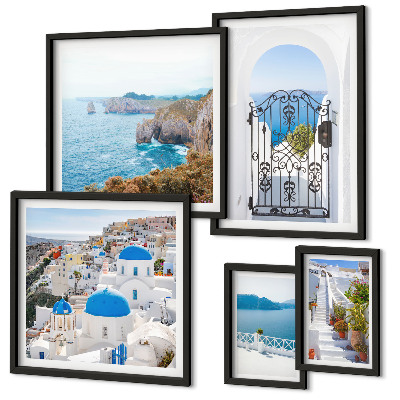 Bildergalerie-set für die wand Häuser am blauen Meer von Santorin
