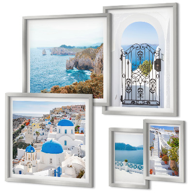 Bildergalerie-set für die wand Häuser am blauen Meer von Santorin